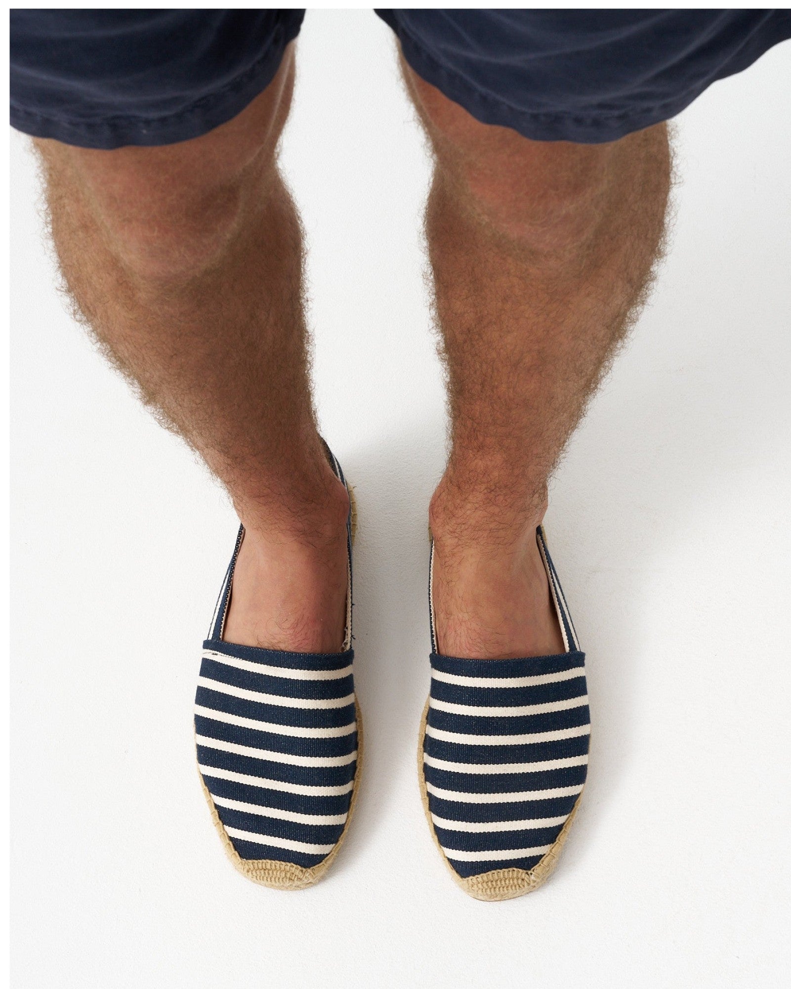 The Original Espadrille - Classic Stripes - Dark Navy / Ivory - Men's - Men's Espadrilles - Dark Navy / Ivory - Soludos - 